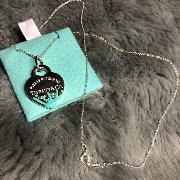 Tiffany Color Splash Heart Tag Necklace 